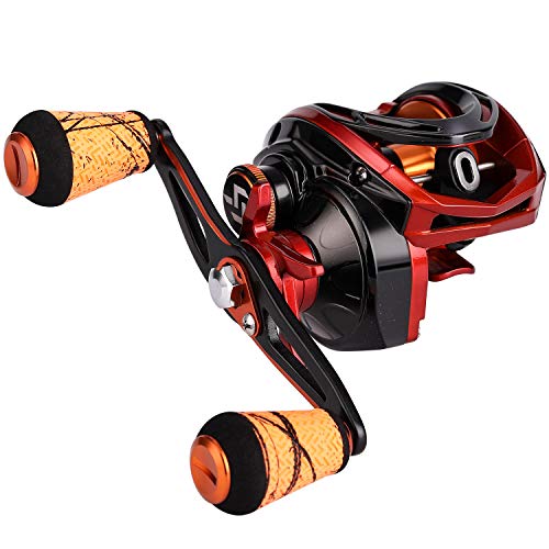 Sougayilang Baitcasting Reel 18Lb Carbon Fiber Drag Baitcasters Unequaled Affordable High-Tech Innovation Baitcast Fishing Reels - Orange - Left Handed #TOP1