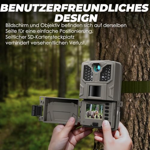 CEYOMUR Wildkamera, 850nm IR LEDs Wildkamera mit Bewegungsmelder Nachtsicht, Wildtierkamera mit 2 Zoll Display, IP66 Wasserdichter für die Überwachung von Wildtieren