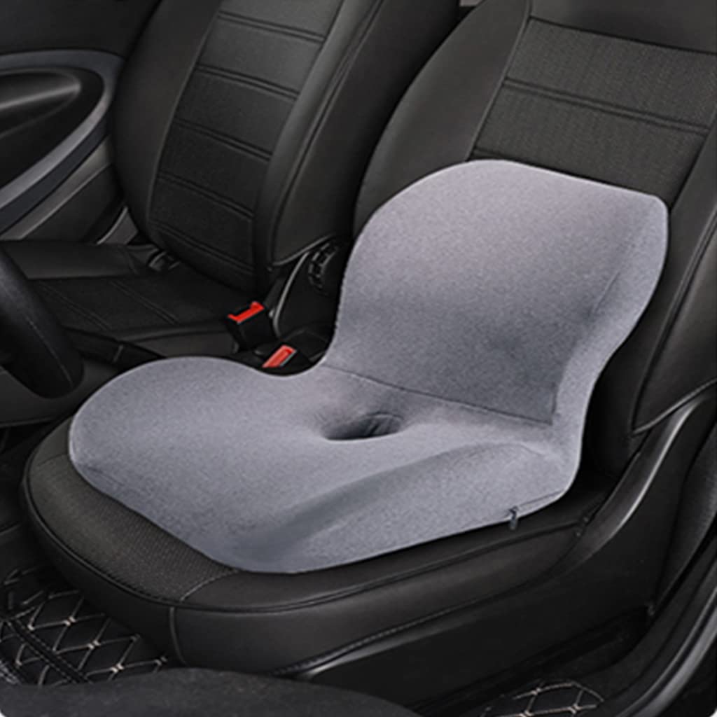 Coussin Voiture Siege Conducteur Rehausseur De Soutien Lombaire et Siège pour Chaise Bureau Antidérapant (Gris), 45x45x36cm/17.7x17.7x14in