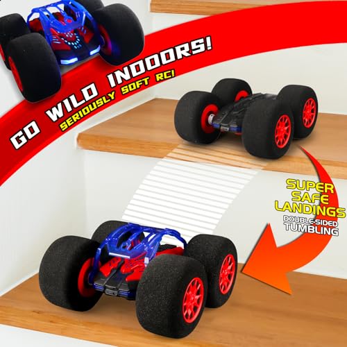 Image of pinkking Stunt Remote Control Car with Oversized Sponge Tires Outdoor Indoor RC Car 2.4GHz Electric Race Stunt Vehicle Toy Double Sided 360 Rolling Rotating Driving Car for Kids Boys Girls Gift