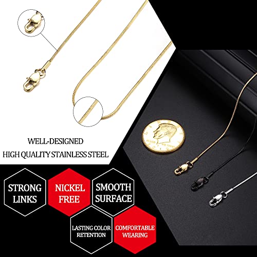 Image of FIBO STEEL 0.9mm Stainless Steel Mens Womens Necklace Snake Chain 3 Pcs a Set, 14-36 inches