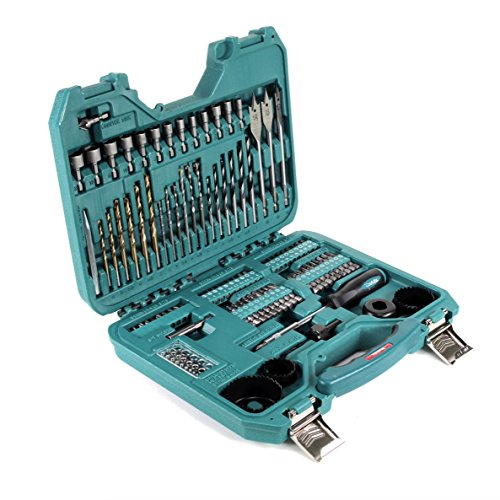 Makita DHP 453 RTJ Akku Schlagbohrschrauber 18V 42Nm im Makpac + 2x 5,0 Ah Akku + Ladegerät + 100 tlg, Bit- & Bohrer Set – Bild 4