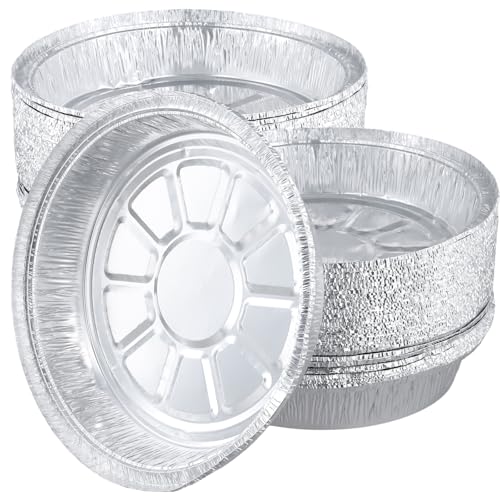 MUKSUET 50 stuks 9 inch aluminiumfolie gerechten, taartschotel aluminiumfolie, 1350 ml aluminiumfolie taartpannen, wegwerp taartpannen voor bakken thuis restaurant voedselopslag koken, 23 x 4,5 cm