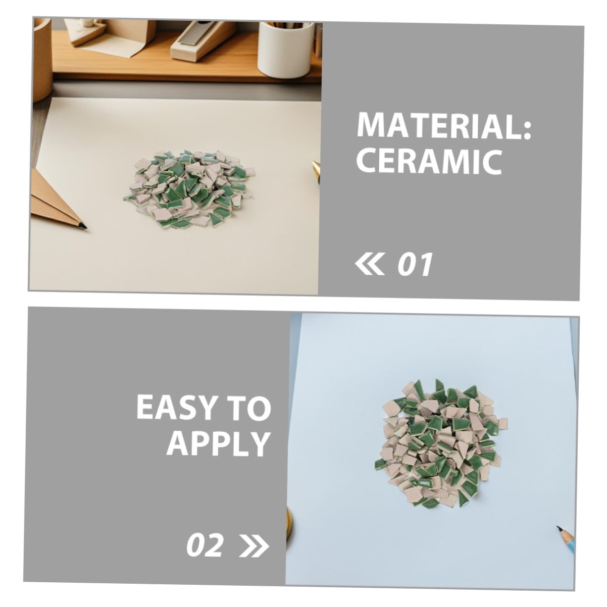 Piastrelle di Mosaico in Ceramica Irregolari Verdi 400g, 1 Confezione