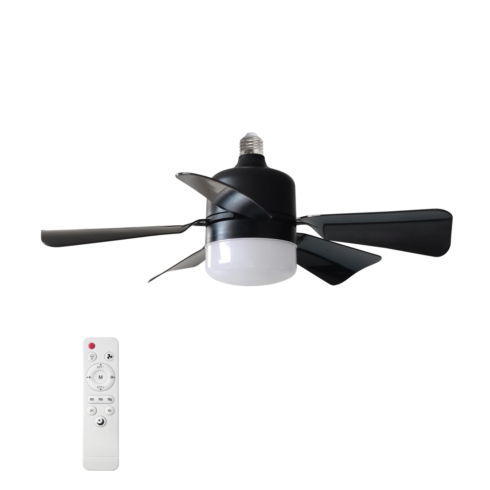 TTXSDYD Ceiling Fans with Lights and Remote Control, E27 Ceiling Lights with Fan RC Timing, 3 Speeds 3 Colors (3000-6500K) LED Ceiling Light for Bedroom,Living Room Kitchen, Living Room (Black)