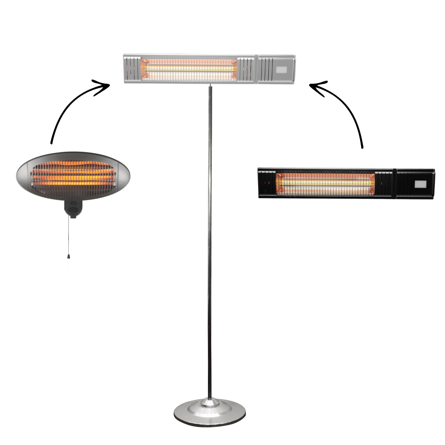 HOME It® Bodenständer für Terrassenheizer – Höhenverstellbar 52–188,5 cm – Für Wandmontage-Modelle 58628–58636 – Robustes Stahlrohr – Outdoor