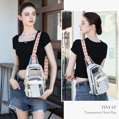 clear crossbody bag Clear Sling Bag, Clear Bag Stadium Approved, Transparent Shoulder Crossbody Backpack Chest Casual Daypack2