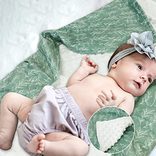 Manta para bebé HNHUAMING Minky Verde Salvia 30x40 pulgadas miniatura 3