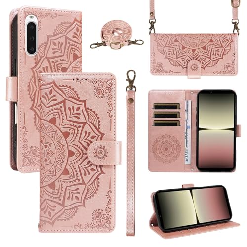 xinyunew Portefeuille Coque pour Sony Xperia 10 V avec Cordon,Etui en Cuir PU Flip Folio Housse,Crossbody Case pour Fille avec Magnétique,béquille,Fentes de...