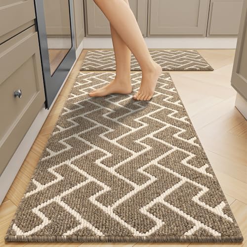 Image of hicorfe Indoor Door Mat,Set of 2 Non Slip Welcome Mats for Floor,Comfort Washabe Carpet for Hallways Entryway Laundry Room(20 inchx32 inch+20 inchx59 inch Kahiki)