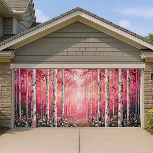 Couverture décorative haut de gamme de garage fleur de pêche et tenture murale 397x180