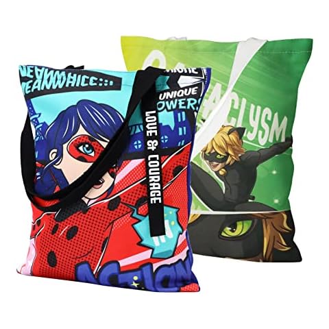 ZonLi Tote Bag for School, Miraculous Ladybug Tote Bags for Women, Cavas Tote Bag Cute Reusable Bags Shoulder Bag with Inner Pockets for Kids Students Teacher Girl Gift Birthday Valentines Easter Cover