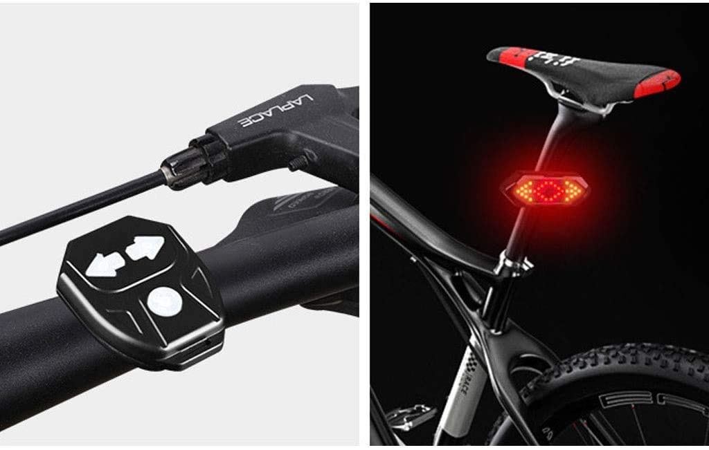 Luz de la cola de la bicicleta con señales de giro-Control remoto inalámbrico A prueba de agua Bicicleta Traslight-USB Recargable Ultra brillante Advertencia Bicicleta Freno de bicicleta Luces tr