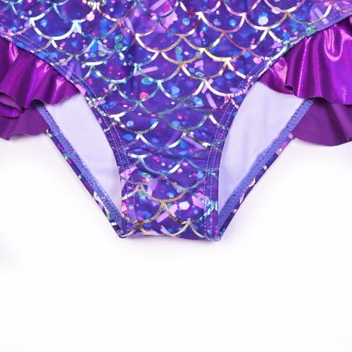 Image of CHILDRENSTAR Girls Metallic Bathing Suits Shiny Ruffles One Shoulder 2 Pieces Swimsuits Cute Bikini Set