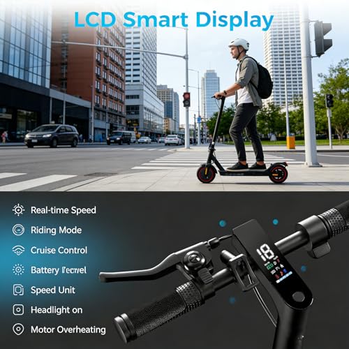 Image of Electric Scooter - Electric Scooter Adults, 1000W /500W Motor, 25 /21 /18 MPH, 10'' /8.5'' Tires, 28 /23 /21 Miles, APP Control, Dual Brake, Long Range Electric Scooter for Gift