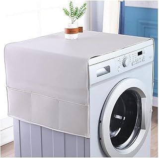WKONAK Couverture de la Machine à Laver Couverture Anti-poussière Anti-poussière Couvercle de la Machine à Laver avec Poches de Stockage (Taille: 34x100cm Couleur: Vert)-60x150cm_Blanc