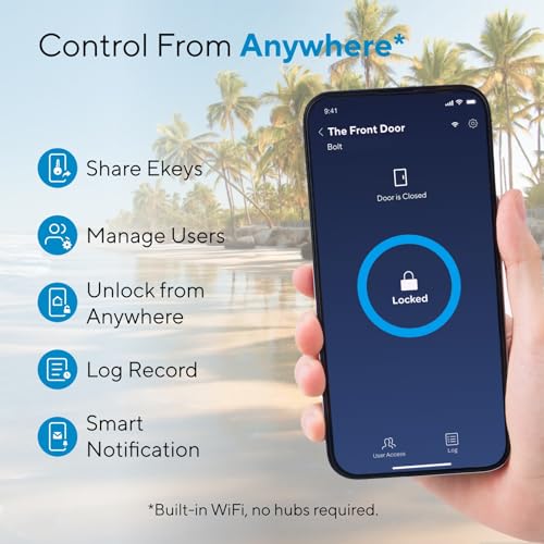 ULTRALOQ Bolt Fingerprint Smart Lock with Lever, Front Keypad Door Lock with Handle, Built-in WiFi Deadbolt, App Remote Control, Auto-Lock, Works with Apple HomeKit, Alexa, Google, BHMA Certified thumbnail 3