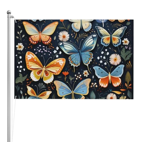 Drapeau papillons colorés 1,2x1,8 m anti-décoloration double face