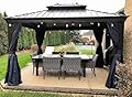 PURPLE LEAF 10' X 12' Hardtop Gazebo Canopy with Netting and Curtains for Outdoor Deck Backyard Heavy Duty Sunshade Outside Metal Patio Permanent Pavilion