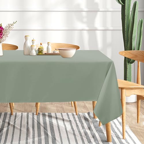 Image of sancua 6 Pack Sage Green Tablecloth 60 x 102 Inch, Rectangle Table Cloth for 6 Feet Tables - Stain and Wrinkle Resistant Washable Polyester Table Cover for Dining Tables, Buffet Parties and Camping