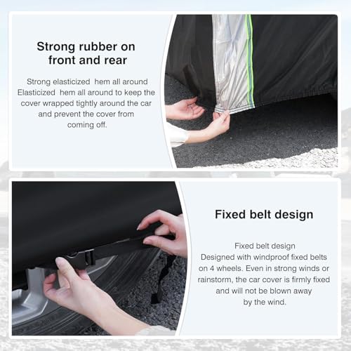 Image of Cartist 420d Car Cover Custom Fits for GMC Yukon 1995-2025 2026, All Weather Car Covers Outdoor for Yukon Accessories, Waterproof Anti-UV Protection, with Zipper & Reflective Safety Strips