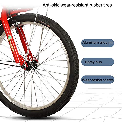 16-Zoll-Dreiräder für Erwachsene mit Rücksitz und Einkaufskorb, 3-Rad-Fahrräder Cruise Trike Dreirad-Fahrräder für Senioren, Frauen, Männer, rot – Bild 4