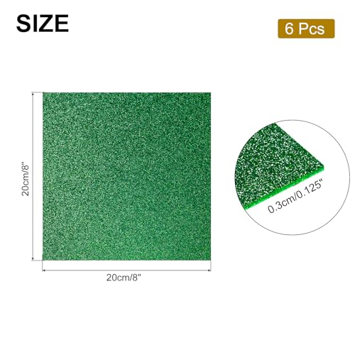 Image of MECCANIXITY 6Pcs Green Glitter Acrylic Sheets 1 /8 inch Thickness 8 inch x 8 inch Glossy PMMA Fluorescent Plastic Sheets Extruded Translucent Blanks for DIY Art Crafting Laser Cutting & Engraving