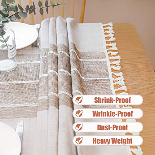 Vonabem-Table-Cloth-Tassel-Cotton-Linen-Table-Cover-for-Kitchen-Dinning-Wrinkle-Free-Tablecloths-RectangleOblong-58×86-6-8-Seats-Coffee Vonabem Table Cloth Tassel Cotton Linen Table Cover for Kitchen Dinning Wrinkle Free Tablecloths RectangleOblong 58×86 6 8 Seats Coffee