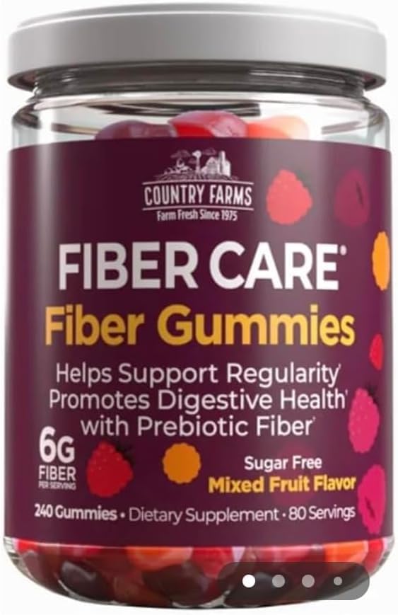 Fiber Care Prebiotic Gummies 6g of Fiber Per Serving FOS from Beets Digestive Health Supports Regularity Mixed Fruit Flavor (240 Gummies)