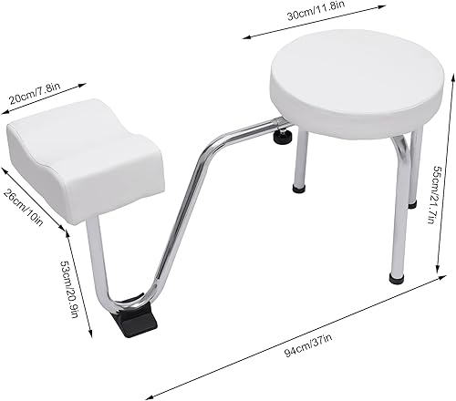 Miniatura 2 de Silla de pedicura moderna, altura ajustable y longitud de hierro y PVC, para el hogar, spa, salón de belleza (blanco)