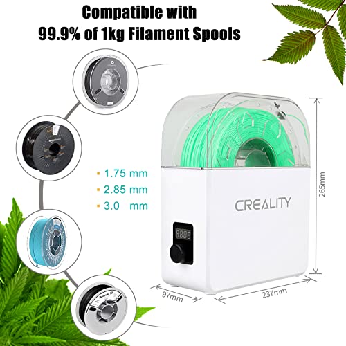Creality Filament Dryer Box Dehydrator Storage Drier Machine With Fan Filament Spool Holder Keep Materials Dry During 3D Printing For 1.75/2.85/3.0 Pla,Petg,Abs,Tpu With Zipper Bags Humidity Card #TOP2