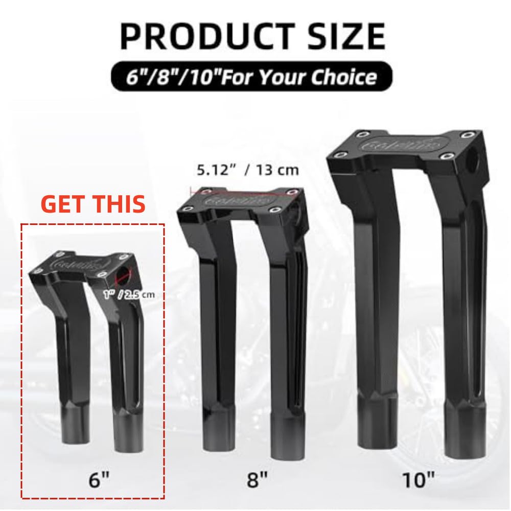 Kit de rehausseur de guidon en aluminium pour mini um Club Style 15,2 cm pour Harley Barre de serrage supérieure de 2,5 cm