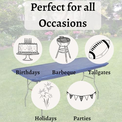 Image of Kwik-Covers 6' Rectangle Plastic Table Covers 30 inch x 72 inch, Bundle of 5 (Royal Blue)
