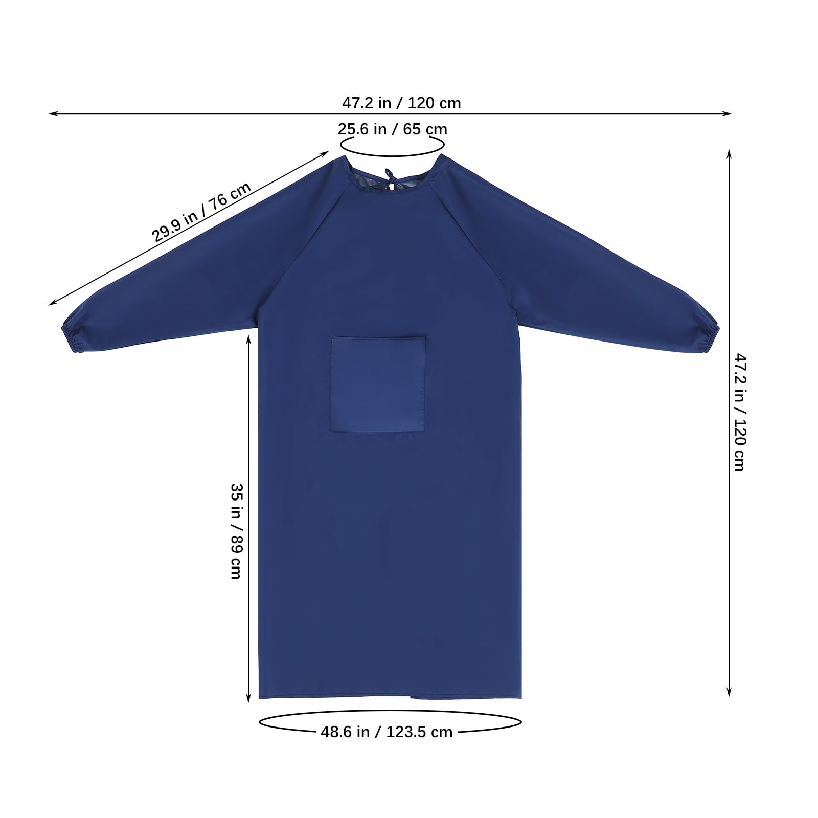 VILLCASE Tablier avec manches, tablier de peinture avec poche, tissu imperméable anti-huile, tablier de cuisine pour adultes (Bleu foncé)