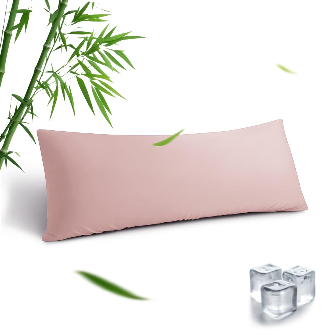 Body Pillowcase, Cooling Viscose from Bamboo Pillow Cover with Zipper Closure, Soft Moisture-Wicking for Hot Sleepers, Hair and Skin-Friendly, Pink, 1 Pack