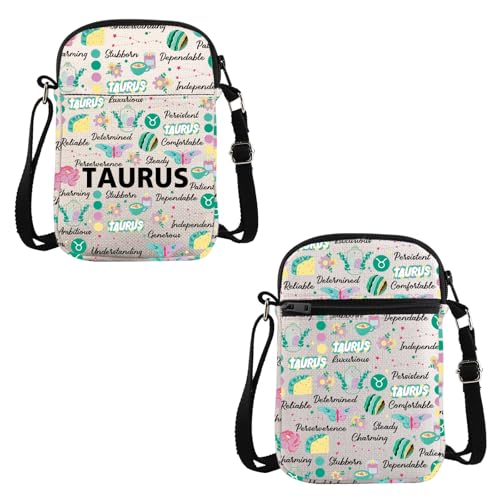 VAMSII Taurus Zodiac Inspired Gift Taurus Words Crossbody Bag Astrology Lover Travel Bag Zodiac Taurus Merch