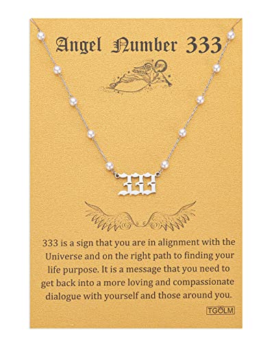 Collier 333 en acier inoxydable avec perle d'imitation ras de cou argenté pour femme