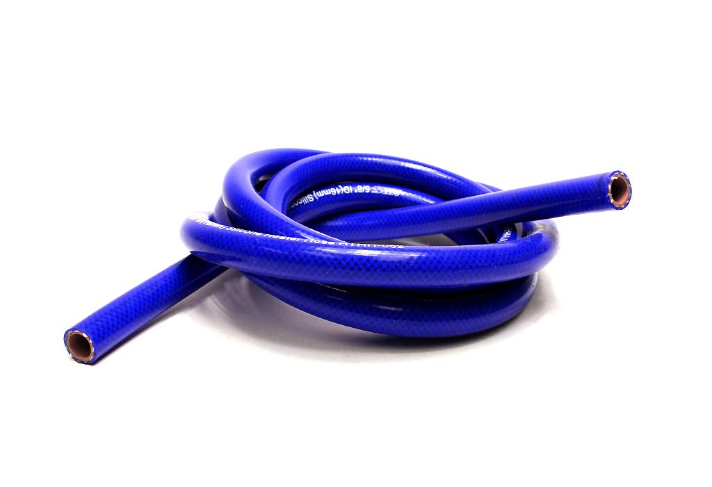 HPS 5/32" ID blue high temp reinforced silicone heater hose tubing, 10 feet length, Max Temperature Rating: 350F, Bend Radius: 3/4"