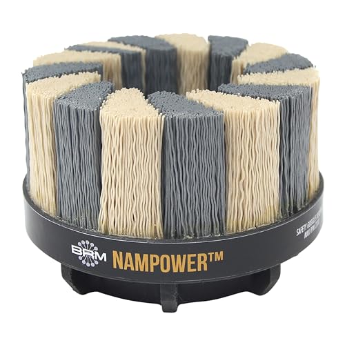 Image of Brush Research ADT10038320 Nampower Turbine Style Abrasive Disc Brush, Combination Silicon Carbide /Ceramic Filament, 100mm Diameter, 38mm Bristle Length (Pack of 1)