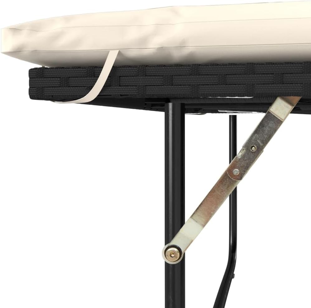 vidaXL Patio Sofa with Cushions 2-Seater, Storage Garden Bench, Patio Loveseat for Balcony Garden, Outdoor Furniture, Black Poly Rattan
