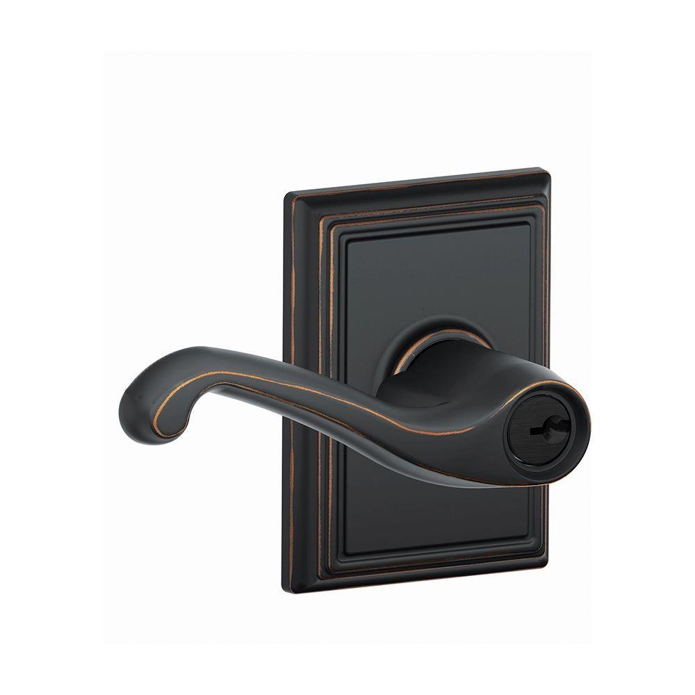 SCHLAGE F51A FLA 716 Addison Trim Anahtarlı Giriş Kilidi, Yaşlı Bronz ile Yetenek Kolu ADD
