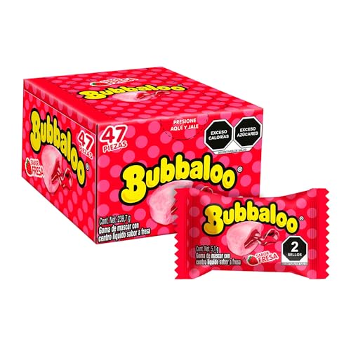 Bubbaloo chewing-gum goût fraise pour anniversaires et fêtes, boîte de 47 confiseries cultes