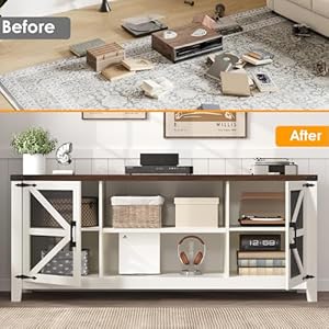 Tvstandfor70inchtvfarmhouseentertainmentcenterwithstorageandshelvesindustrialtvstandwithmeshdoorwhitetvmediaconsolecabinetfurnitureforlivingroombedroomwhite63inch Urban Country Home Decor Tv stand for 70 inch tv farmhouse entertainment center with storage and shelves industrial tv stand with mesh door white tv media console cabinet furniture for living room bedroom white 63 inch urban country home decor