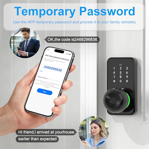 Smart Door Lock with Knob, LinkThai Keyless Entry Fingerprint Lock with Touchscreen Keypad - image 6