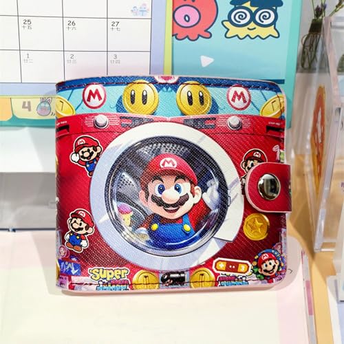 YCWSSB Supe-Mria Geldbörse Kinder,Geldbeutel,Cartoon Geldbörsen,Mädchen Jungen Brieftasche,PU Leder Bifold Brieftasche, Anime Design, Kreditkartenhalter, Münzfach, Geburtstagsgeschenk für Kinder