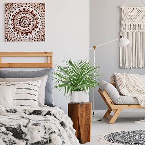 Hollyone Large Artificial Potted Plants Fake Palm Plants 19" Faux Green Plant Plastic Tropical Palm Tree In White Ceramic Pots Bohemian For Home Room Office House Indoor Decoration #TOP6