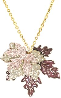 Maple Leaf Necklace Tri-Color Metal Pendant for Women Necklace Canadian Maple Leaves Clothing Accessories Choker Necklaces For Statement Thanksgiving Christmas Jewelry Gift Anniversary