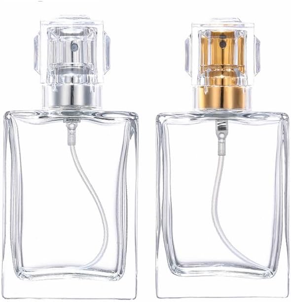 Paquete de 2 atomizadores de botella de perfume de vidrio transparente de 1.0 fl oz, botella de spray vacía recargable para hombres y mujeres,