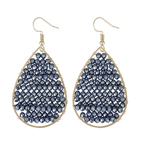 Turquoise Teardrop Earrings, Boho Colorful Beads Fashion Hoop Earrings for Women Bohemian Jewelry