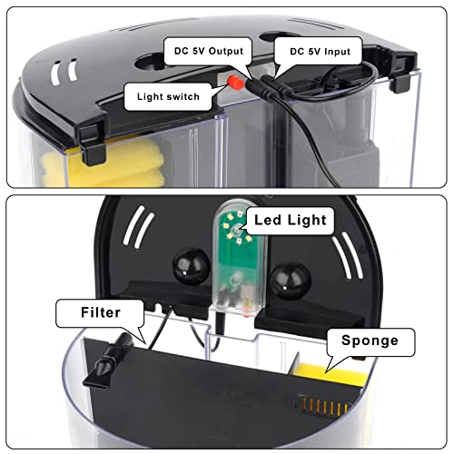 Yctech Small Fish Tank 1.2 Gallon Aquarium Starter Kit For Home, Office, Room, Decorative Desktop, Betta Fish Tank With Filter And Light For Shrimp thumb #3